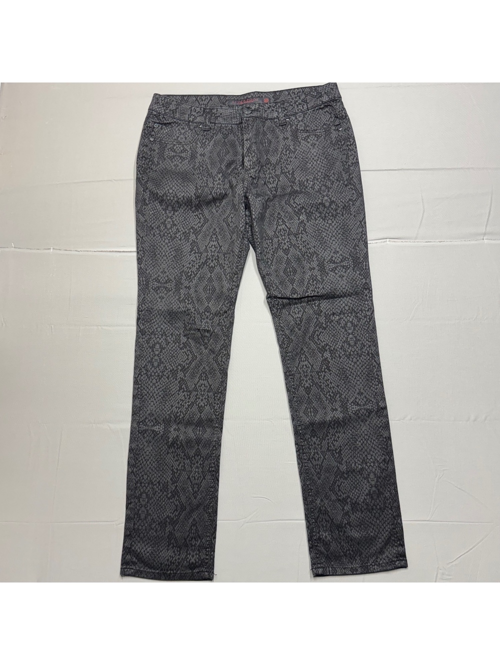 Liverpool Womens Beatles Snakeskin Print Pants Size 12 Gray Python Stretch